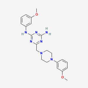 molecular formula C22H27N7O2 B11186569 N-(3-methoxyphenyl)-6-{[4-(3-methoxyphenyl)piperazin-1-yl]methyl}-1,3,5-triazine-2,4-diamine 