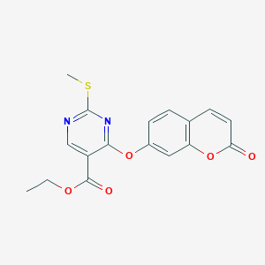 molecular formula C17H14N2O5S B11186806 ethyl 2-(methylsulfanyl)-4-[(2-oxo-2H-chromen-7-yl)oxy]pyrimidine-5-carboxylate 