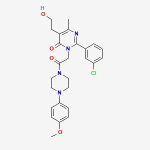 molecular formula C26H29ClN4O4 B11186831 2-(3-chlorophenyl)-5-(2-hydroxyethyl)-3-{2-[4-(4-methoxyphenyl)piperazin-1-yl]-2-oxoethyl}-6-methylpyrimidin-4(3H)-one 