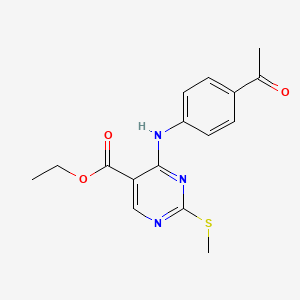 molecular formula C16H17N3O3S B11186858 Ethyl 4-[(4-acetylphenyl)amino]-2-(methylsulfanyl)pyrimidine-5-carboxylate 