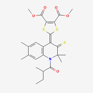 molecular formula C25H29NO5S3 B11186871 dimethyl 2-[2,2,6,7-tetramethyl-1-(2-methylbutanoyl)-3-thioxo-2,3-dihydroquinolin-4(1H)-ylidene]-1,3-dithiole-4,5-dicarboxylate 