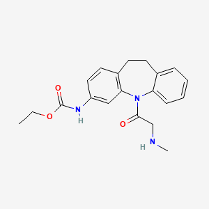 molecular formula C20H23N3O3 B11186984 Carbamic acid, N-[10,11-dihydro-5-(2-methylamino-1-oxoethyl)-3-5H-dibenzo[b,f]azepinyl]-, ethyl ester CAS No. 102821-92-1