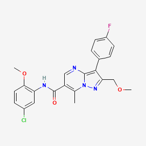 molecular formula C23H20ClFN4O3 B11187002 N-(5-chloro-2-methoxyphenyl)-3-(4-fluorophenyl)-2-(methoxymethyl)-7-methylpyrazolo[1,5-a]pyrimidine-6-carboxamide 