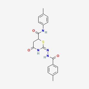 molecular formula C20H20N4O3S B11187003 N-(4-Methylphenyl)-2-[(4-methylphenyl)hydrazido]-4-oxo-5,6-dihydro-4H-1,3-thiazine-6-carboxamide 