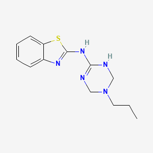 molecular formula C13H17N5S B11187289 N-(5-propyl-1,4,5,6-tetrahydro-1,3,5-triazin-2-yl)-1,3-benzothiazol-2-amine 