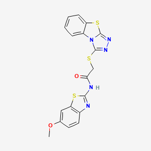 molecular formula C18H13N5O2S3 B11187322 N-(6-methoxy-1,3-benzothiazol-2-yl)-2-([1,2,4]triazolo[3,4-b][1,3]benzothiazol-3-ylsulfanyl)acetamide 