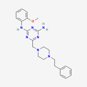 molecular formula C23H29N7O B11187405 N-{4-amino-6-[(4-phenethylpiperazino)methyl]-1,3,5-triazin-2-yl}-N-(2-methoxyphenyl)amine 