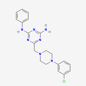 molecular formula C20H22ClN7 B11187491 6-{[4-(3-chlorophenyl)piperazin-1-yl]methyl}-N-phenyl-1,3,5-triazine-2,4-diamine 