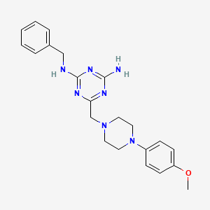molecular formula C22H27N7O B11187592 N-benzyl-6-{[4-(4-methoxyphenyl)piperazin-1-yl]methyl}-1,3,5-triazine-2,4-diamine 