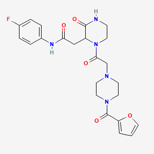 molecular formula C23H26FN5O5 B11187703 N-(4-fluorophenyl)-2-(1-{2-[4-(2-furylcarbonyl)piperazino]acetyl}-3-oxo-2-piperazinyl)acetamide 