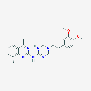molecular formula C23H28N6O2 B11187789 N-{5-[2-(3,4-dimethoxyphenyl)ethyl]-1,4,5,6-tetrahydro-1,3,5-triazin-2-yl}-4,8-dimethylquinazolin-2-amine 