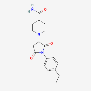 molecular formula C18H23N3O3 B11187844 1-[1-(4-Ethylphenyl)-2,5-dioxopyrrolidin-3-yl]piperidine-4-carboxamide 