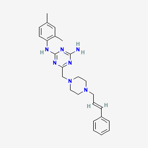 molecular formula C25H31N7 B11187856 N-(2,4-dimethylphenyl)-6-({4-[(2E)-3-phenylprop-2-en-1-yl]piperazin-1-yl}methyl)-1,3,5-triazine-2,4-diamine 