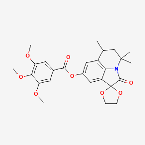 molecular formula C26H29NO8 B11187927 4',4',6'-trimethyl-2'-oxo-5',6'-dihydro-4'H-spiro[1,3-dioxolane-2,1'-pyrrolo[3,2,1-ij]quinolin]-8'-yl 3,4,5-trimethoxybenzoate 