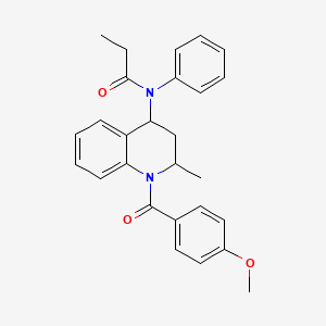 molecular formula C27H28N2O3 B11187952 N-[1-(4-methoxybenzoyl)-2-methyl-1,2,3,4-tetrahydro-4-quinolinyl]-N-phenylpropanamide 