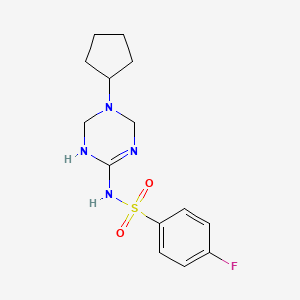 molecular formula C14H19FN4O2S B11187974 N-(5-cyclopentyl-1,4,5,6-tetrahydro-1,3,5-triazin-2-yl)-4-fluorobenzenesulfonamide 