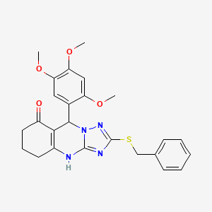 molecular formula C25H26N4O4S B11188005 2-(benzylsulfanyl)-9-(2,4,5-trimethoxyphenyl)-5,6,7,9-tetrahydro[1,2,4]triazolo[5,1-b]quinazolin-8(4H)-one 