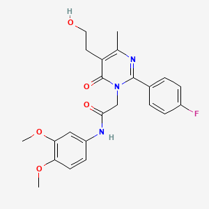 molecular formula C23H24FN3O5 B11188106 N-(3,4-dimethoxyphenyl)-2-[2-(4-fluorophenyl)-5-(2-hydroxyethyl)-4-methyl-6-oxopyrimidin-1(6H)-yl]acetamide 