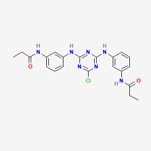 molecular formula C21H22ClN7O2 B11188150 N,N'-[(6-chloro-1,3,5-triazine-2,4-diyl)bis(iminobenzene-3,1-diyl)]dipropanamide 