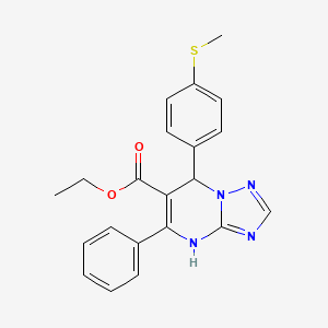 molecular formula C21H20N4O2S B11188282 Ethyl 7-[4-(methylsulfanyl)phenyl]-5-phenyl-4,7-dihydro[1,2,4]triazolo[1,5-a]pyrimidine-6-carboxylate 