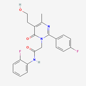 molecular formula C21H19F2N3O3 B11188308 N-(2-fluorophenyl)-2-[2-(4-fluorophenyl)-5-(2-hydroxyethyl)-4-methyl-6-oxopyrimidin-1(6H)-yl]acetamide 