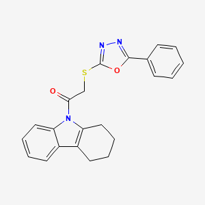 molecular formula C22H19N3O2S B11188317 9-{[(5-phenyl-1,3,4-oxadiazol-2-yl)thio]acetyl}-2,3,4,9-tetrahydro-1H-carbazole 