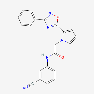 molecular formula C21H15N5O2 B11188378 N-(3-cyanophenyl)-2-[2-(3-phenyl-1,2,4-oxadiazol-5-yl)-1H-pyrrol-1-yl]acetamide 