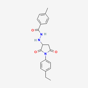 molecular formula C20H21N3O3 B11188393 N'-[1-(4-ethylphenyl)-2,5-dioxopyrrolidin-3-yl]-4-methylbenzohydrazide 