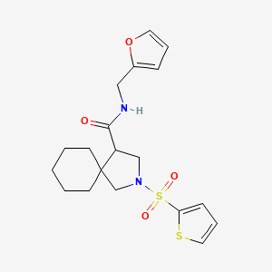 molecular formula C19H24N2O4S2 B11188400 N-(Furan-2-ylmethyl)-2-(thiophen-2-ylsulfonyl)-2-azaspiro[4.5]decane-4-carboxamide 