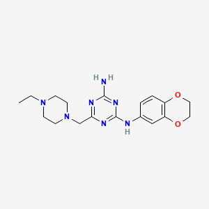molecular formula C18H25N7O2 B11188513 N-{4-amino-6-[(4-ethylpiperazino)methyl]-1,3,5-triazin-2-yl}-N-(2,3-dihydro-1,4-benzodioxin-6-yl)amine 