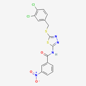 molecular formula C16H10Cl2N4O3S2 B11188599 N-(5-((3,4-dichlorobenzyl)thio)-1,3,4-thiadiazol-2-yl)-3-nitrobenzamide 