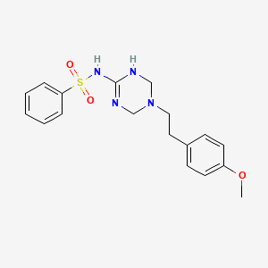 molecular formula C18H22N4O3S B11188601 N-{5-[2-(4-methoxyphenyl)ethyl]-1,4,5,6-tetrahydro-1,3,5-triazin-2-yl}benzenesulfonamide 