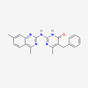 molecular formula C22H21N5O B11188632 5-benzyl-2-[(4,7-dimethylquinazolin-2-yl)amino]-6-methylpyrimidin-4(1H)-one 