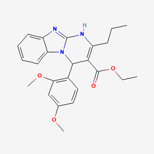 molecular formula C24H27N3O4 B11188651 Ethyl 4-(2,4-dimethoxyphenyl)-2-propyl-1,4-dihydropyrimido[1,2-a]benzimidazole-3-carboxylate 