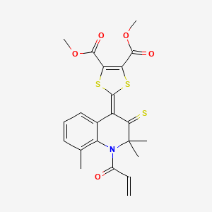 molecular formula C22H21NO5S3 B11188704 dimethyl 2-(1-acryloyl-2,2,8-trimethyl-3-thioxo-2,3-dihydro-4(1H)-quinolinylidene)-1,3-dithiole-4,5-dicarboxylate 
