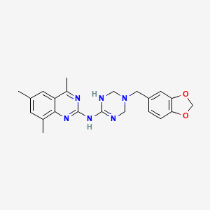 molecular formula C22H24N6O2 B11188719 N-[5-(1,3-benzodioxol-5-ylmethyl)-1,4,5,6-tetrahydro-1,3,5-triazin-2-yl]-4,6,8-trimethylquinazolin-2-amine 