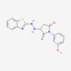 molecular formula C18H16N4O3S B11188728 3-[2-(1,3-Benzothiazol-2-yl)hydrazinyl]-1-(3-methoxyphenyl)pyrrolidine-2,5-dione 