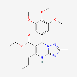 molecular formula C21H28N4O5 B11188790 Ethyl 2-methyl-5-propyl-7-(3,4,5-trimethoxyphenyl)-4,7-dihydro[1,2,4]triazolo[1,5-a]pyrimidine-6-carboxylate 