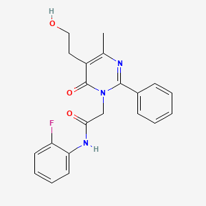 molecular formula C21H20FN3O3 B11188853 N-(2-fluorophenyl)-2-[5-(2-hydroxyethyl)-4-methyl-6-oxo-2-phenylpyrimidin-1(6H)-yl]acetamide 