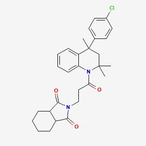 molecular formula C29H33ClN2O3 B11188924 2-{3-[4-(4-chlorophenyl)-2,2,4-trimethyl-3,4-dihydroquinolin-1(2H)-yl]-3-oxopropyl}hexahydro-1H-isoindole-1,3(2H)-dione 