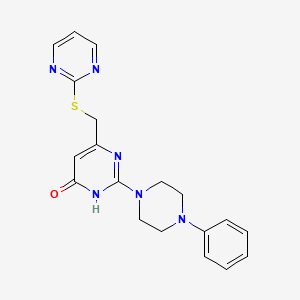 molecular formula C19H20N6OS B11189676 2-(4-phenylpiperazin-1-yl)-6-[(pyrimidin-2-ylsulfanyl)methyl]pyrimidin-4(3H)-one 