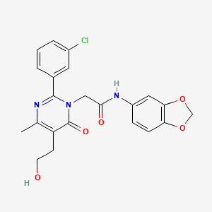 molecular formula C22H20ClN3O5 B11189850 N-(1,3-benzodioxol-5-yl)-2-[2-(3-chlorophenyl)-5-(2-hydroxyethyl)-4-methyl-6-oxopyrimidin-1(6H)-yl]acetamide 