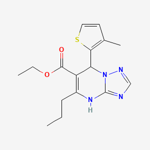 molecular formula C16H20N4O2S B11189859 Ethyl 7-(3-methylthiophen-2-yl)-5-propyl-4,7-dihydro[1,2,4]triazolo[1,5-a]pyrimidine-6-carboxylate CAS No. 727406-22-6