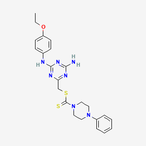 molecular formula C23H27N7OS2 B11189886 {4-Amino-6-[(4-ethoxyphenyl)amino]-1,3,5-triazin-2-yl}methyl 4-phenylpiperazine-1-carbodithioate 