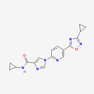 molecular formula C17H16N6O2 B11189896 N-cyclopropyl-1-[5-(3-cyclopropyl-1,2,4-oxadiazol-5-yl)pyridin-2-yl]-1H-imidazole-4-carboxamide 