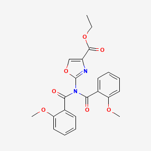 molecular formula C22H20N2O7 B11190134 Ethyl 2-{bis[(2-methoxyphenyl)carbonyl]amino}-1,3-oxazole-4-carboxylate 