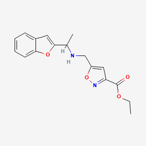 molecular formula C17H18N2O4 B11190249 Ethyl 5-({[1-(1-benzofuran-2-yl)ethyl]amino}methyl)-1,2-oxazole-3-carboxylate 