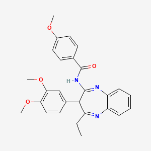 molecular formula C27H27N3O4 B11190309 N-[3-(3,4-dimethoxyphenyl)-4-ethyl-3H-1,5-benzodiazepin-2-yl]-4-methoxybenzamide 