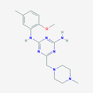 molecular formula C17H25N7O B11190772 N-(2-methoxy-5-methylphenyl)-6-[(4-methylpiperazin-1-yl)methyl]-1,3,5-triazine-2,4-diamine 