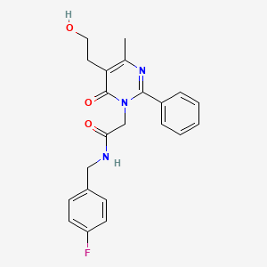 molecular formula C22H22FN3O3 B11190929 N-(4-fluorobenzyl)-2-[5-(2-hydroxyethyl)-4-methyl-6-oxo-2-phenylpyrimidin-1(6H)-yl]acetamide 